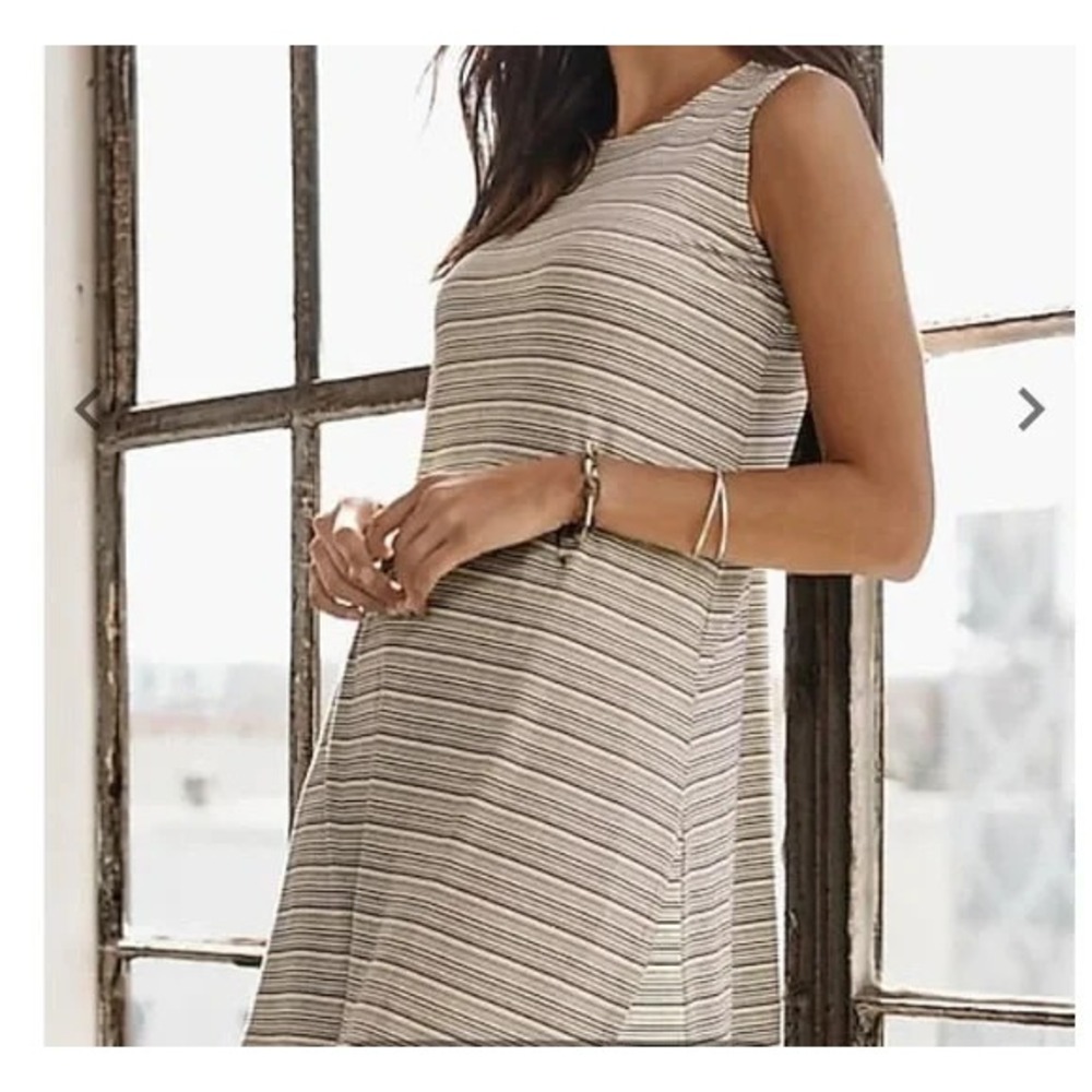 J. Jill‎ Wearever Collection Tunic Dress Women's Medium Caramel Striped Ribbed